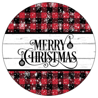 WREATH SIGN | 8" ALUMINUM | MERRY CHRISTMAS | BUFFALO CHECK | WINTER | CHRISTMAS