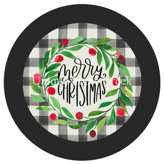 WREATH SIGN | 8" ALUMINUM  | MERRY CHRISTMAS | BUFFALO CHECK | CHRISTMAS | WINTER