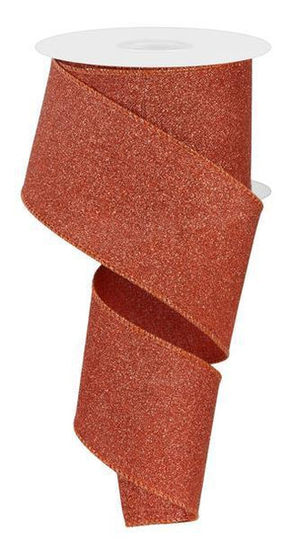 RIBBON | 2.5"X10YD | FINE GLITTER | ON ROYAL | TERRACOTTA | RGE1381WE