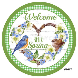 VINYL DECAL | WELCOME  | HELLO SPRING | BIRDS | GREEN | SPRING | SUMMER